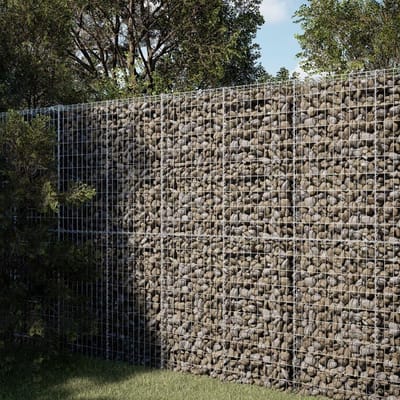 Schanskorf met deksel - Stenen mand - Tuin decoreren - Snelle montage - 100 x 50 x 200 cm - Zilver