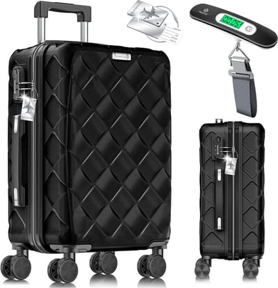 KESSER Travel Suitcase, Suitcase, Hand Luggage, ABS, Hardshell Suitcase with Combination Lock, Suitcase Scale and Travel Wallet, 360° Wheels, Rolling Case for Business and Travel, Trolley, Black