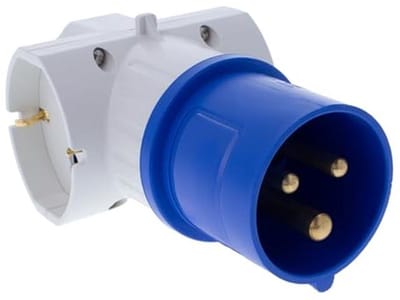 Adapter industriële stekker CEE 2P+T 16A 250V met 3 Schuko aansluitingen - Gebruiksvriendelijk voor camper, caravan en bouwplaats