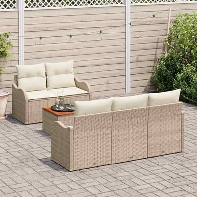 vidaXL - Tuinbank - Set - 6 - st - 5-Aantal - zitplaatsen - Beige - en - Crème