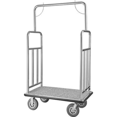 VEVOR Hotelbagagewagen, capaciteit 544 kg, hoteltrolley, piccolowagen, bagagewagen, valetwagen met grijs tapijt en 20 cm rubberen wielen, ideaal voor hotels, appartementencomplexen, resorts, zilver