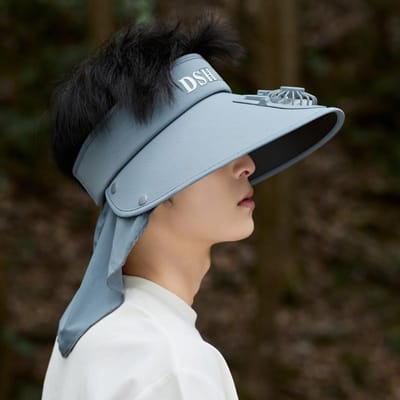 Koreaanse Versie van Zonbescherming Zonnehoed met Brede Rand met Ventilatorhoed voor Dames Buiten Zonbescherming Sky Top Hat voor Heren en Dames gray
