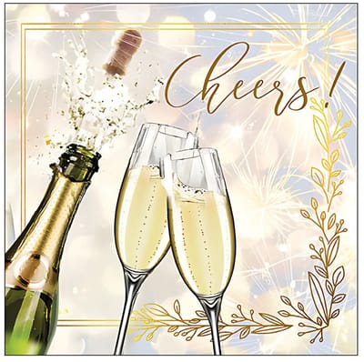 Ambiente Servetten Huwelijk - 20x st - 3 laags - 33 x 33 cm - champagne - cheers - bruiloft - oud en nieuw - wegwerp servetjes