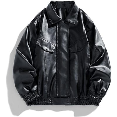 Veste en Cuir Homme Printemps et Automne Nouveau Style Japonais Ample Multi-poches Veste en Cuir Tendance Revers Haut XL gray