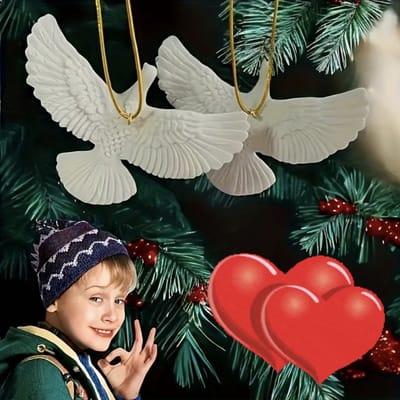 VANDAAG VERZONDEN - 2 STUKS - Duif - Kerst - Home Alone Hanger - Kerstbal - Kerstversiering - New York - Movie Film - Duiven Doves Tortelduiven - Vriendschap - Central Park - Valentijn Valentijnsdag