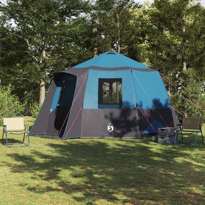 vidaXL Cabin Tent 12-Person met dak Blauw en Grijs 405 x 405 x 273 cm