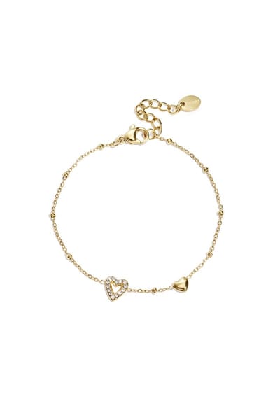 Armband met hartjes, gekleurde steentjes en stipjes - Goudkleur - Verkleurt niet - Cadeau - Goudlief.nl