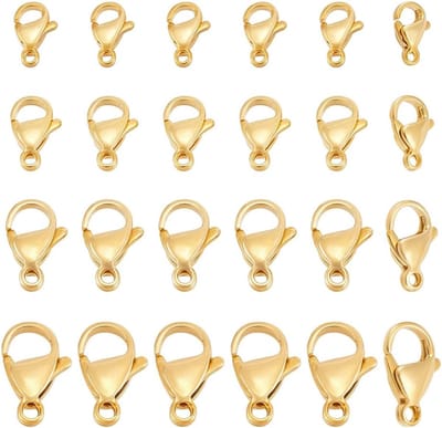 Set van 40 Stevige Karabijnhaken en Sluitingen voor Sieraden in 24K Verguld Roestvrij Staal