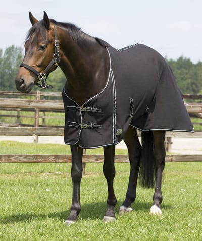 QHP Fleecedeken New Basic met kruissingels - maat 125/165 - black