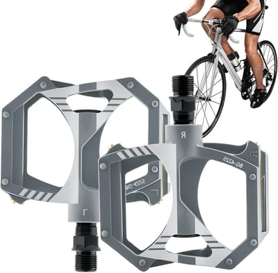 Fietspedalen - Vervangingsonderdeel - Buiten Fietsen - Antislip Aluminium - 9x10cm - Grijs