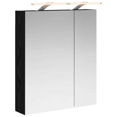 vidaXL - Badkamerspiegelkast - Zwart - Eiken - 60 - x - 14,5 - x - 70 - cm - Bewerkt - hout