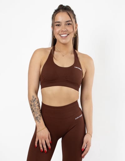 Divinity Sportbra | CAPO FINALE - Sportbra | XS | Kleur Bruin | Sportkleding | Activewear | Gymkleding | Fitnesskleding | Sportoutfit | Fitness | Hardlopen | Crossfit | Yoga | Pilates | Krachttraining