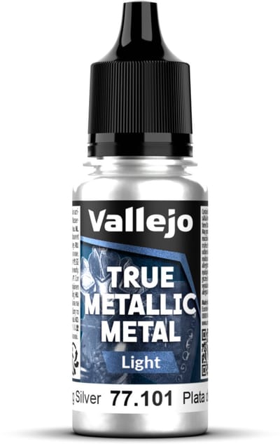 Vallejo Hobbyverf Acrylverf - 77101 True Metallic Metal - Light - Sterling Zilver - Acryl - Verf flesje - 1x 18 ml