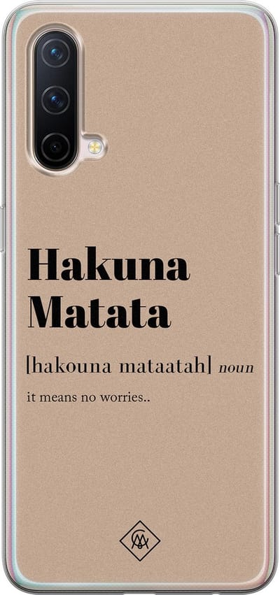 Casimoda® hoesje - Geschikt voor OnePlus Nord CE - Hakuna Matata - TPU - Backcover - Bruin/beige - Tekst