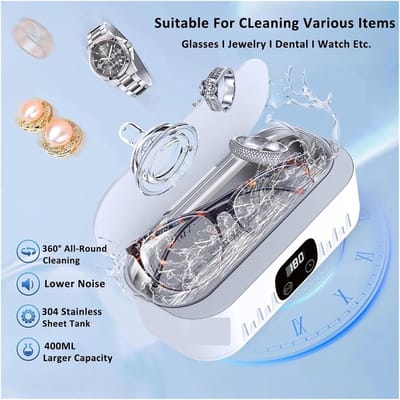 Ultrasone Reiniger - Sieraden Schoonmaker - Snel Reinigen - Hoge Frequentie - 400ML - Wit