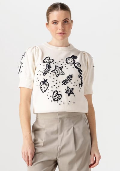 Fabienne Chapot Edo Short Sleeve Pullover Truien & vesten Dames - Sweater - Hoodie - Vest- Wit - Maat XS
