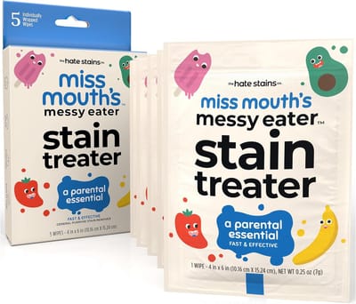 Miss Mouth’s Messy Eater – Stain Treater Doekjes – Vlekverwijderaar voor Kinderen – 5 Wipes – Mild & Veilig voor Delicate Stoffen