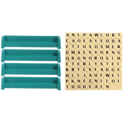 Jeu de Lettres Plastique pour l'Orthographe Jeu d'Alphabet à Emboîtement avec 100 Pièces d'Échecs et 4 Supports pour Pièces d'Échecs