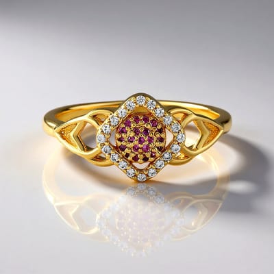 Cavill - Zilveren ring met verguld 925 sterling zilver - 0,076 ct onverhitte roze Ceylon saffier - 0,135 ct Cambodjaanse zirkonia - elegante damesring