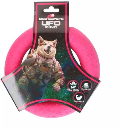 Dog Comets UFO Ring S - Ring voor Honden - TPR - honden ring speelgoed - TPR hondenspeelgoed - Roze