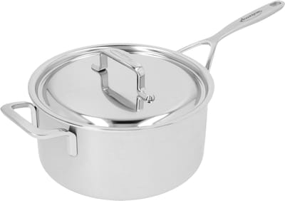 Demeyere 5-Plus RVS Steelpan Met Deksel 22 cm - Roestvrijstalen Sauspan 3,8 L - Geschikt Voor Alle Warmtebronnen Inclusief Inductie - Duurzaam - Volledig PFAS- PFOA- en PTFE-vrij