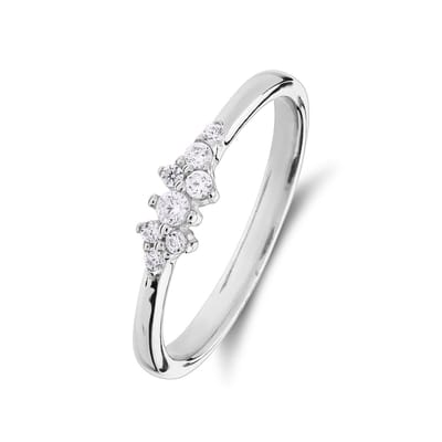 Lucardi - Dames Zilveren ring asymetrisch zirkonia - Ring - 925 Zilver - Zilverkleurig - 19 / 60 mm