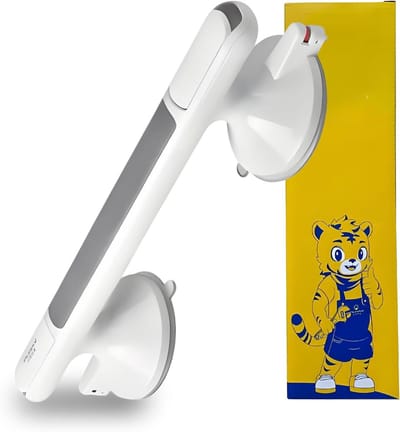 Douchegreep - Badkamer handgreep - Veiligheid in huis - Sterke zuigkracht indicator - 33 x 7.5 cm - Grijs