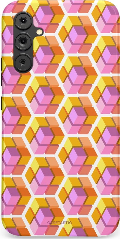 Casetastic Hoesje Geschikt voor Samsung A34 (5G) - Stijlvolle Beschermende Duo-layer Case - Pastel Hex Kunst