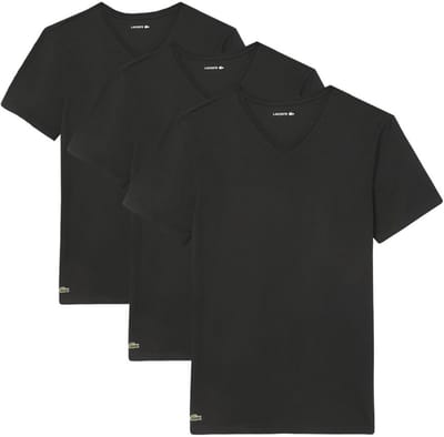Lacoste heren 3P V-hals shirts basic zwart