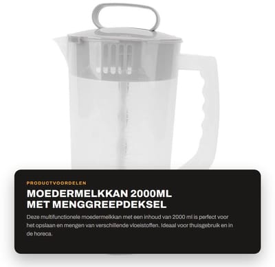 Dailygoods - Moedermelkkan 2000ml met Menggreepdeksel voor Thuisgebruik
