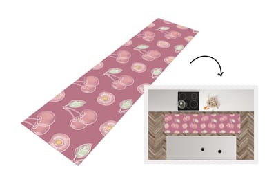 Keukenloper - Loper keuken - Design - Kers - Patroon - 200x50 cm - Keukenloper vinyl