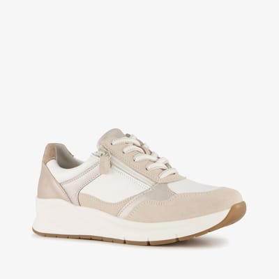 Hush Puppies suède dames sneakers beige wit - Maat 39 - Uitneembare zool