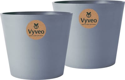 Vyveo - Bloempot Norden - Set van 2 - 12x11 - Donkergrijs - Bloempot voor binnen en buiten - Lichtgewicht - Breukbestendig - Vorstbestendig - UV-bestendig