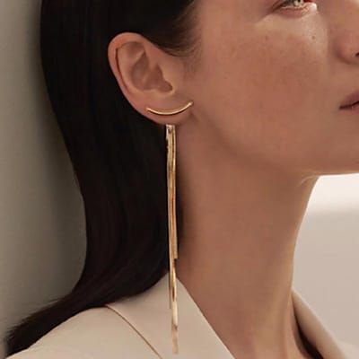 Unieke Koreaanse Vintage Glanzende Boogstaaf Lange Draad Kwastje Drop Oorbellen Voor Vrouwen Geometrische Mode Sieraden Hangende Pendientes brown