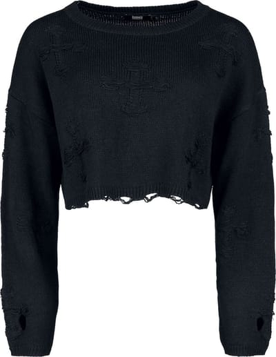 Banned Onyx Bow Jumper Dames Gebreide trui - zwart - S