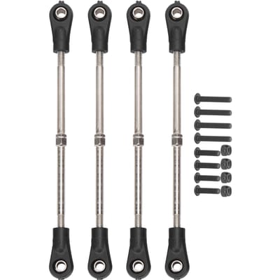 4 stuks verstelbare achterste bovenste ophangarm trekstang verbindingsarm voor 1/10 RC auto vrachtwagen gray