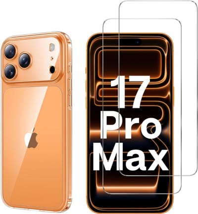 Hoesje Ultraslank geschikt voor iPhone 17 Pro Max backcover siliconen Transparant en 2 stuks ScreenProtector Gehard Glas
