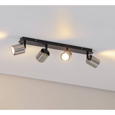 Luminex Plafondspot Demia, zwart/nikkelkleurig, 66 cm lang, GU10