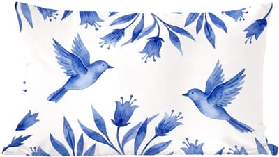 Sierkussens - Kussentjes Woonkamer - 60x40 cm - Modern - Vogels - Delfts - Blauw