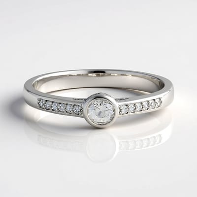Cavill - Zilveren ring 925 Sterling zilver - Cambodjaanse Zirkoon 0.363 ct + 12 Zirkonen 0.506 ct - Bezel en Pavé - Elegant