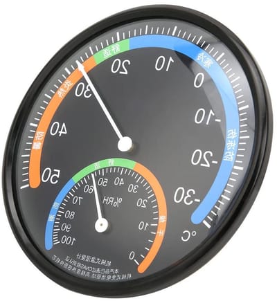 Huishoudelijke Thermometer - Vochtigheidsmeter - Binnen Buiten - Dubbele Meting - 5 Inch - Zwart