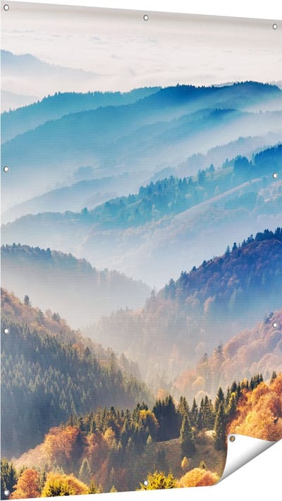 Gards Tuinposter Heuvel Landschap van het Zwarte Wout Bos - 100x150 cm - Tuindoek - Tuindecoratie - Wanddecoratie buiten - Tuinschilderij