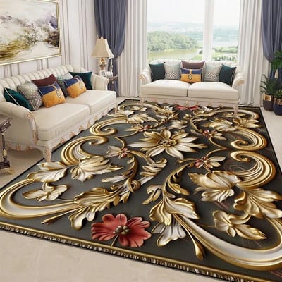 Magnifique Tapis de Fleurs 3D pour Salon Décoration de Chambre de Maison de Luxe Tapis Doux Grande Surface Antidérapant Paillassons de Sol Lavables 180*280cm