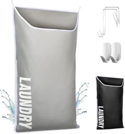 Thijox - Hangende Wasmand XL, Ruimtebesparende Opbergzak voor aan de Deur, Vuile Kleding Organizer, Wandmand voor Badkamer en Camping, 102 x 66 cm