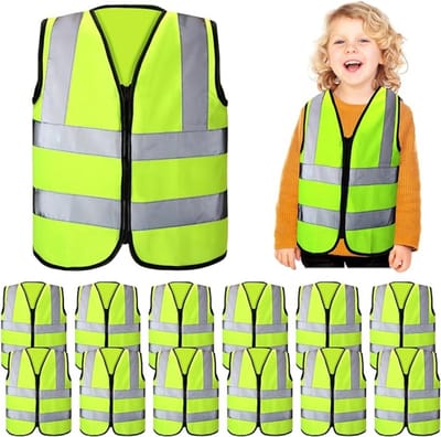 10 STUKS - Kinder Fluovest - Kids Veiligheidsvest - Voor Kinderen - Geel - Fluo Jas Vest - Veiligheidshesje - 10 STUKS - Fluo Hesje - Fluohesje - Reflecteren - Veiligheidsvestje - Veiligheidshesje - Veiligheidsjas - FLUO GEEL kids