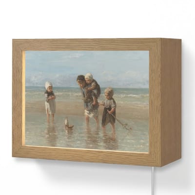 Wandlamp 20x15 cm - Oplaadbaar - Oude meesters - Kunst - Kinderen der zee - Jozef Israëls - Wandlampen binnen woonkamer - Slaapkamer lamp met kabel - Decoratieve nachtlamp - Vloerlamp snoer