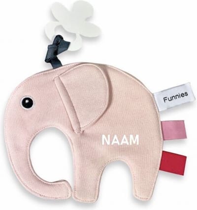 Speendoek Olifant, Tutpop Ollie, Blush, 100% Katoen