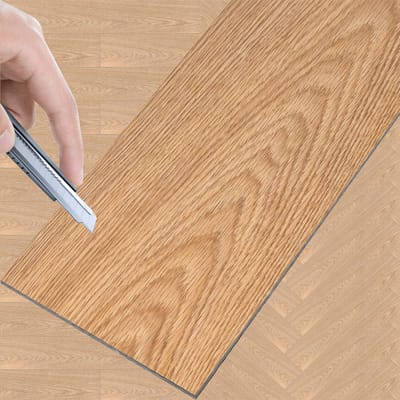 ACXIN 18 Stuks PVC Vinyl Vloer 2,5 m² Zelfklevend Vloerplanken Houtlook Keuken / Woonkamer / Balkon – Naturel hout