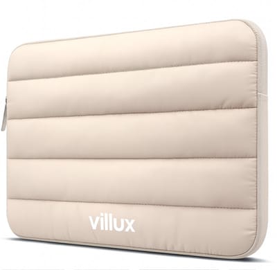 Villux Laptophoes - Laptop Hoes - Geschikt voor 14 en 15.6 Inch - Waterafstotend - Anti Scratch - Schokbestendig - Beige