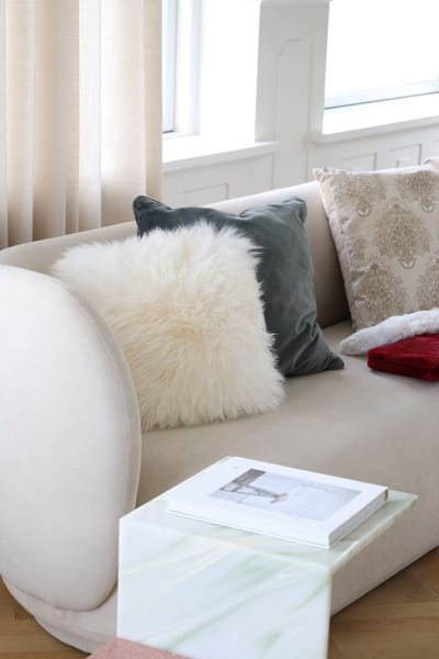Sheepskin House - Langharig Schapenvacht Kussen - LW - Leren achterkant - 50x50 cm